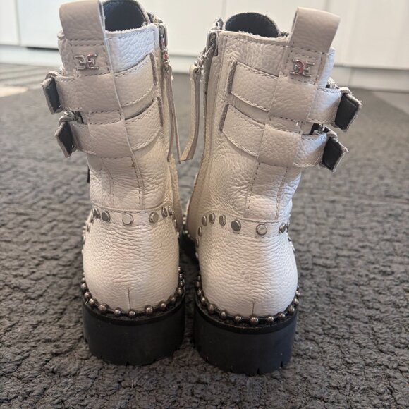 EXCELLENT CONDITION Sam Edelman Jennifer Studded Combat Boots Bright White Sz: 6 - Picture 13 of 13